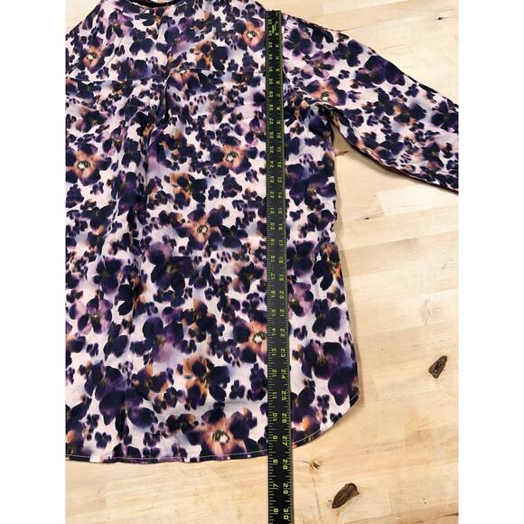 Saint & Sofia Black Blurred Floral Button Down Longsleeve Blouse Size 8 - Picture 5 of 7